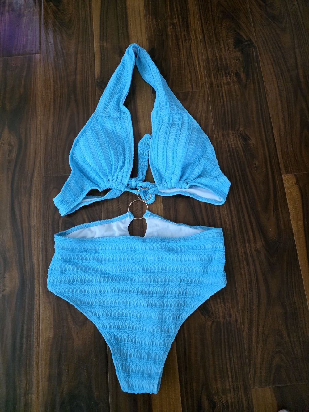Bright Aqua Textured Two-Piece Bikini Set